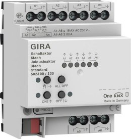 GIRA KNX Aktor przełączający/żaluzjowy 6-kanałowy Standard 5023 00 | Gira One
