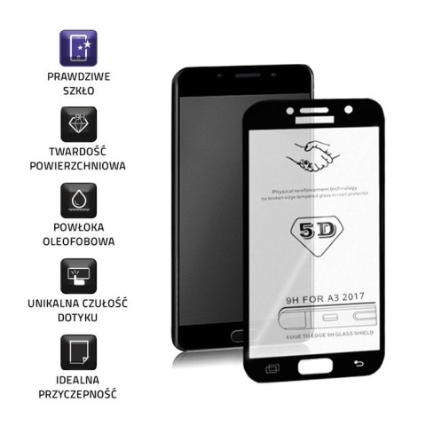 Qoltec Hartowane szkło ochronne PREMIUM do Samsung Galaxy A3 2017 | 5D | CZARNE | PEŁNE Qoltec Hartowane szkło ochronne PREMIUM do Samsung Galaxy A3 2017 | 5D | CZARNE | PEŁNE
