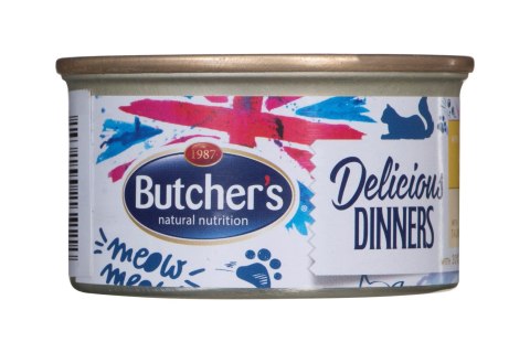 Butcher's Delicious Dinners Cat z kurczakiem i indykiem - mokra karma dla kota w formie musu - puszka 85 g Butcher's Delicious Dinners Cat z kurczakiem i indykiem - mokra karma dla kota w formie musu - puszka 85 g