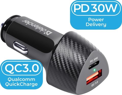 ŁADOWARKA DEFENDER SAMOCHODOWA UCA-92 30W QC 3.0 ŁADOWARKA DEFENDER SAMOCHODOWA UCA-92 30W QC 3.0