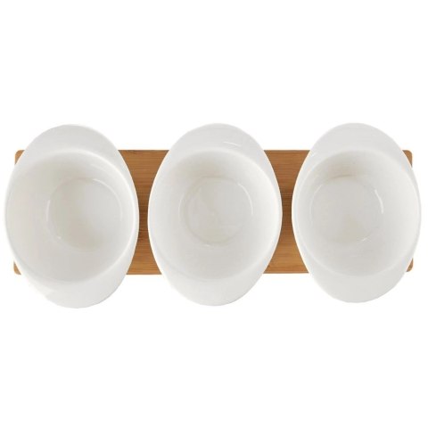 Miseczki na przekąski z łyżeczkami porcelanowe białe na tacy WHITELINE 32 cm 7 el. Miseczki na przekąski z łyżeczkami porcelanowe białe na tacy WHITELINE 32 cm 7 el.