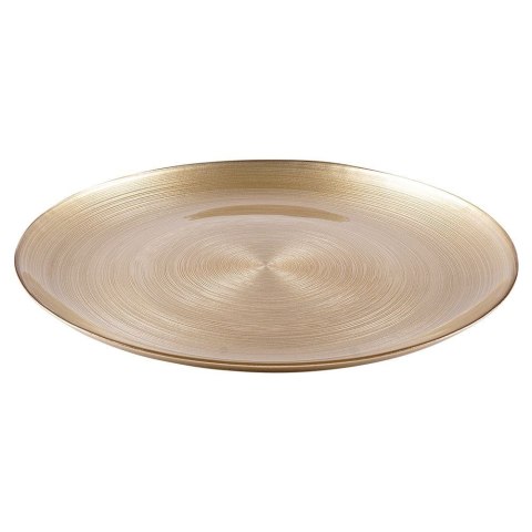 Talerz obiadowy płaski płytki duży szklany złoty / patera 32,5 cm Talerz obiadowy płaski płytki duży szklany złoty / patera 32,5 cm