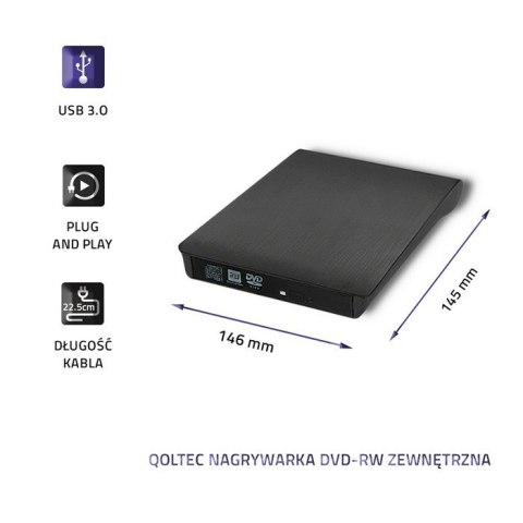 QOLTEC NAGRYWARKA DVD-RW ZEWNĘTRZNA | USB 3.0 | CZARNA QOLTEC NAGRYWARKA DVD-RW ZEWNĘTRZNA | USB 3.0 | CZARNA