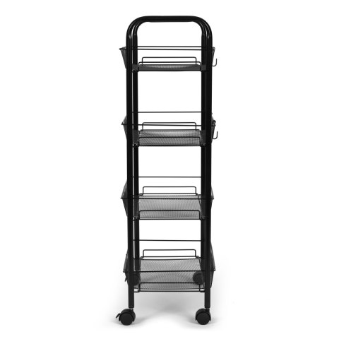 METALOWY REGAŁ MOBLINY ŁAZIENKOWY Z 4 PÓŁKAMI KÓŁKA CZARNY MODERNHOME