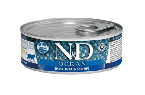 FARMINA N&D CAT OCEAN SEA SMALL TUNA & SHRIMPS - mokra karma dla kota - puszka 80g FARMINA N&D CAT OCEAN SEA SMALL TUNA & SHRIMPS - mokra karma dla kota - puszka 80g