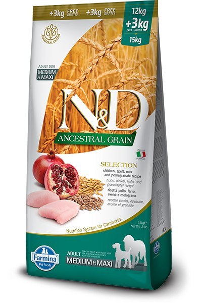 Farmina N&D Ancestral Grain Selection - sucha karma dla psa - 12kg + 3kg Farmina N&D Ancestral Grain Selection - sucha karma dla psa - 12kg + 3kg