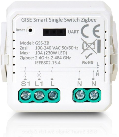 GISE Smart Single Switch Zigbee | Pojedynczy moduł przekaźnikowy Zigbee | GSS-ZB GISE Smart Single Switch Zigbee | Pojedynczy moduł przekaźnikowy Zigbee | GSS-ZB