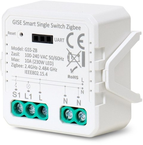 GISE Smart Single Switch no neutral Zigbee | Pojedynczy moduł przekaźnikowy bez N Zigbee | GSS-ZB-NN GISE Smart Single Switch no neutral Zigbee | Pojedynczy moduł przekaźnikowy bez N Zigbee | GSS-ZB-NN