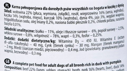 DOLINA NOTECI Premium bogata w kaczkę z dynią - mokra karma dla psa - 400g DOLINA NOTECI Premium bogata w kaczkę z dynią - mokra karma dla psa - 400g
