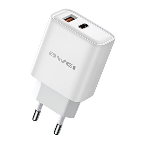 Ładowarka sieciowa Awei PD81 22,5W GaN 1xUSB+1xUSB-C / bez kabla - biała Ładowarka sieciowa Awei PD81 22,5W GaN 1xUSB+1xUSB-C / bez kabla - biała