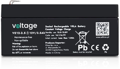 Akumulator AGM Voltage 12V 3.5Ah VE12-3.5 Akumulator AGM Voltage 12V 3.5Ah VE12-3.5