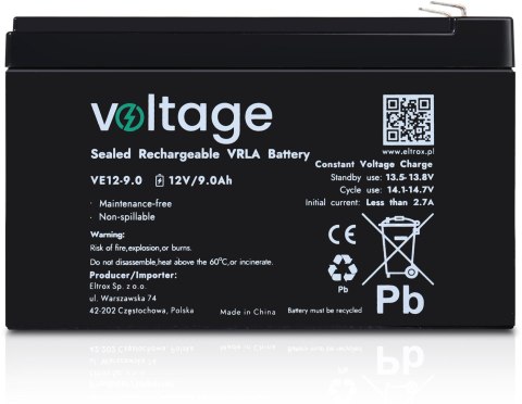 Akumulator AGM Voltage 12V 9.0Ah VE12-9.0 Akumulator AGM Voltage 12V 9.0Ah VE12-9.0