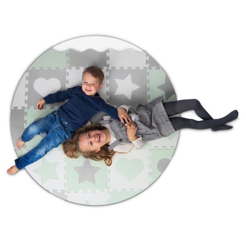 MATA PIANKOWA PUZZLE 151X151CM 16 SZT RICOKIDS SZARO-MIĘTOWY
