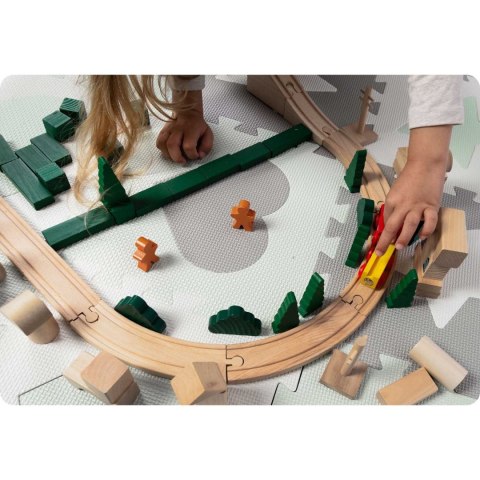 MATA PIANKOWA PUZZLE 151X151CM 16 SZT RICOKIDS SZARO-MIĘTOWY