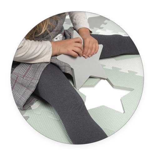 MATA PIANKOWA PUZZLE 151X151CM 16 SZT RICOKIDS SZARO-MIĘTOWY