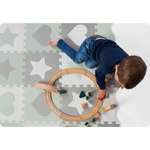 MATA PIANKOWA PUZZLE 151X151CM 16 SZT RICOKIDS SZARO-MIĘTOWY