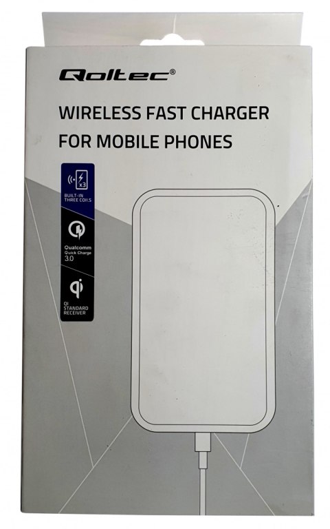 Qoltec Bezprzewodowa ładowarka indukcyjna | Qualcomm QuickCharge 3.0 10W | Srebrny Qoltec Bezprzewodowa ładowarka indukcyjna | Qualcomm QuickCharge 3.0 10W | Srebrny
