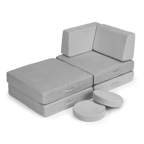 Sofa modułowa duża składana dla dzieci DIY 8 miękkich poduch - szara ECOTOYS Sofa modułowa duża składana dla dzieci DIY 8 miękkich poduch - szara ECOTOYS