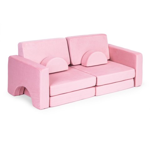Sofa składana modułowa dla dzieci duża 2 osobowa DIY 8 miękkich poduch - różowa ECOTOYS Sofa składana modułowa dla dzieci duża 2 osobowa DIY 8 miękkich poduch - różowa ECOTOYS