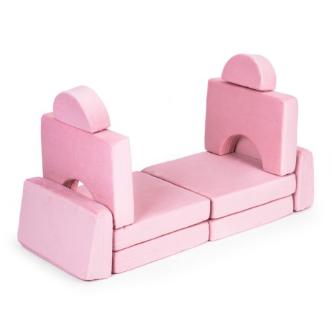 Sofa składana modułowa dla dzieci duża 2 osobowa DIY 8 miękkich poduch - różowa ECOTOYS Sofa składana modułowa dla dzieci duża 2 osobowa DIY 8 miękkich poduch - różowa ECOTOYS
