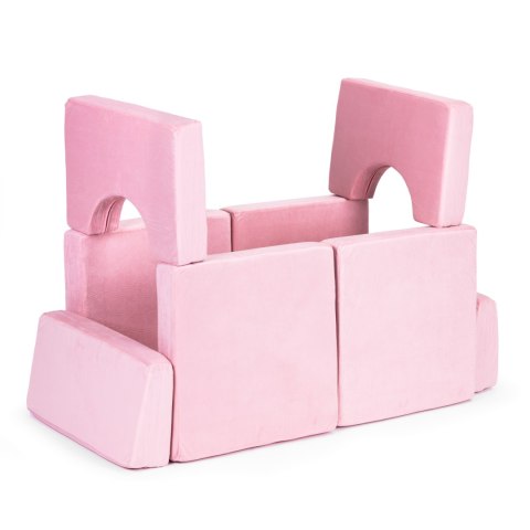 Sofa składana modułowa dla dzieci duża 2 osobowa DIY 8 miękkich poduch - różowa ECOTOYS Sofa składana modułowa dla dzieci duża 2 osobowa DIY 8 miękkich poduch - różowa ECOTOYS
