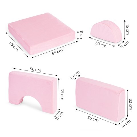 Sofa składana modułowa dla dzieci duża 2 osobowa DIY 8 miękkich poduch - różowa ECOTOYS Sofa składana modułowa dla dzieci duża 2 osobowa DIY 8 miękkich poduch - różowa ECOTOYS
