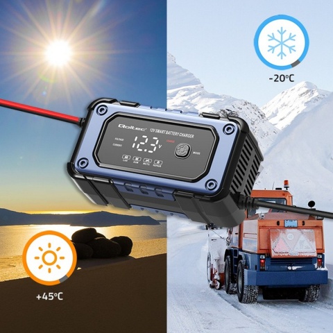 Prostownik Qoltec do akumulatora z funkcją naprawy | Inteligentna mikroprocesorowa ładowarka | 12V | 6A | LED | 4 tryby Prostownik Qoltec do akumulatora z funkcją naprawy | Inteligentna mikroprocesorowa ładowarka | 12V | 6A | LED | 4 tryby