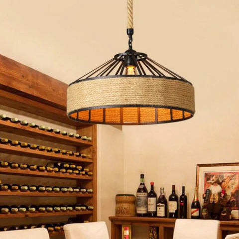 Lampa sufitowa z liny konopnej na oryginalnej jutowej linie - średnica 50 cm