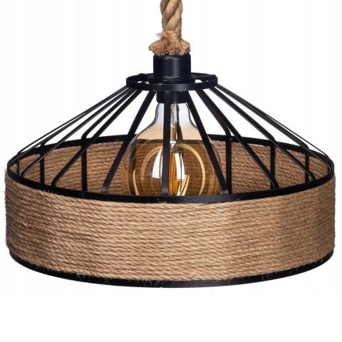 Lampa sufitowa z liny konopnej na oryginalnej jutowej linie - średnica 50 cm