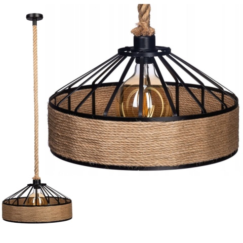 Lampa sufitowa z liny konopnej na oryginalnej jutowej linie - średnica 50 cm