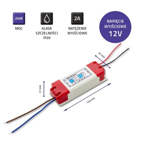 Qoltec Zasilacz impulsowy LED | 24W | 12V | 2A Qoltec Zasilacz impulsowy LED | 24W | 12V | 2A