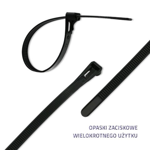 Qoltec Opaski zaciskowe wielorazowe/trytytki | 7.2 * 200mm | Nylon UV | Czarne Qoltec Opaski zaciskowe wielorazowe/trytytki | 7.2 * 200mm | Nylon UV | Czarne