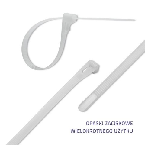 Qoltec Opaski zaciskowe wielorazowe/trytytki | 7.2 * 350mm | Nylon UV | Białe Qoltec Opaski zaciskowe wielorazowe/trytytki | 7.2 * 350mm | Nylon UV | Białe