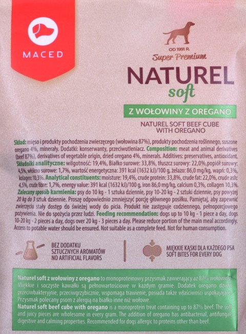 MACED NATUREL SOFT przysmak dla psa z wołowina i oregano - przysmak - 100g MACED NATUREL SOFT przysmak dla psa z wołowina i oregano - przysmak - 100g