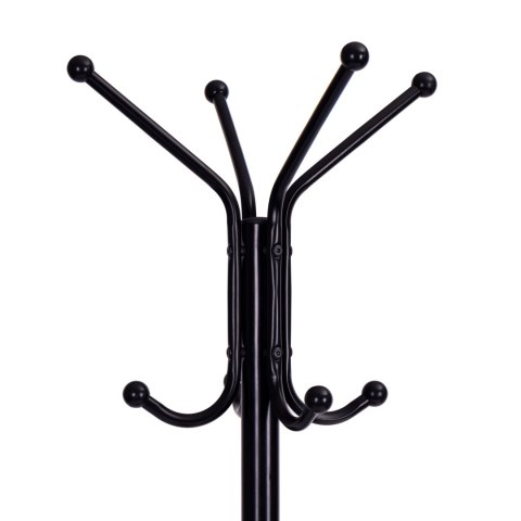 Wieszak stojący z półkami 8 haczyków 180 cm metal czarny ModernHome Wieszak stojący z półkami 8 haczyków 180 cm metal czarny ModernHome