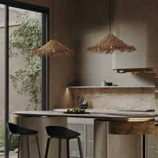 Żyrandol naturalny rattanowy w kształcie słomkowego kapelusza - 40 cm