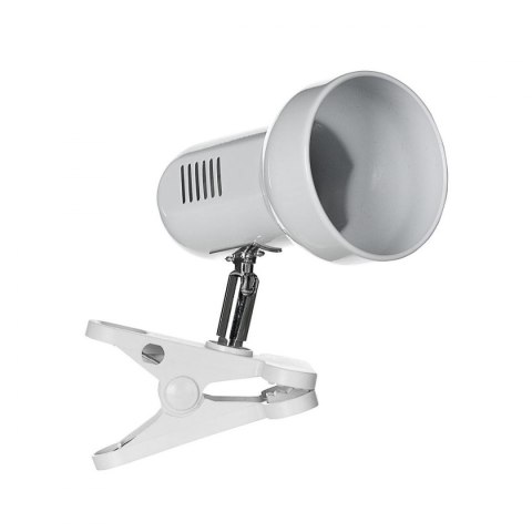 Lampka na biurko mocowana na klips kolor biały metalowa duży gwint E27 Lampka na biurko mocowana na klips kolor biały metalowa duży gwint E27