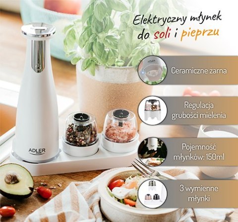 Młynek do przypraw, soli i pieprzu - Zestaw 3 młynków - USB Młynek do przypraw, soli i pieprzu - Zestaw 3 młynków - USB