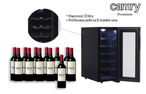 Lodówka na wino 12 butelek/33 litry Lodówka na wino 12 butelek/33 litry