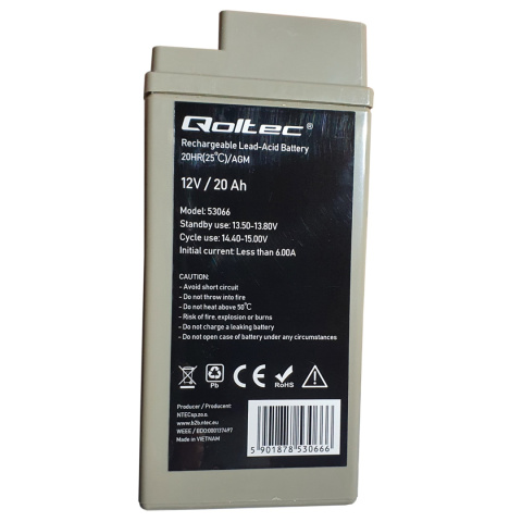 Qoltec Akumulator AGM | 12V | 20Ah | max. 300A Qoltec Akumulator AGM | 12V | 20Ah | max. 300A