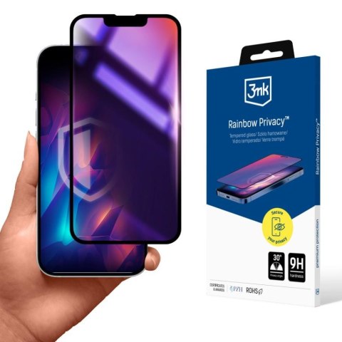Szkło hartowane, prywatyzujące do Apple iPhone 13/13 Pro/14 - 3mk Rainbow Privacy Szkło hartowane, prywatyzujące do Apple iPhone 13/13 Pro/14 - 3mk Rainbow Privacy