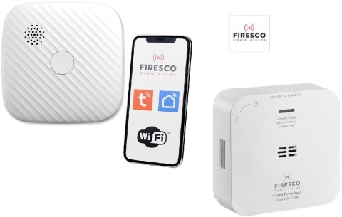 Zestaw czujników FIRESCO czujnik czadu + dymu z WiFi Zestaw czujników FIRESCO czujnik czadu + dymu z WiFi