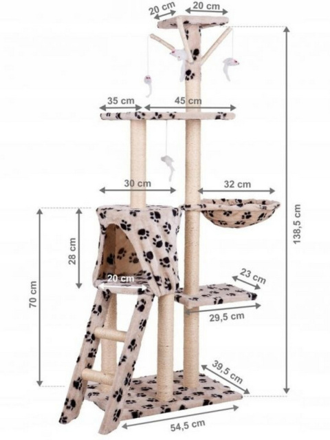 Drapak dla kota domek drzewo legowisko 138cm xl Odciski Łapek Drapak dla kota domek drzewo legowisko 138cm xl Odciski Łapek