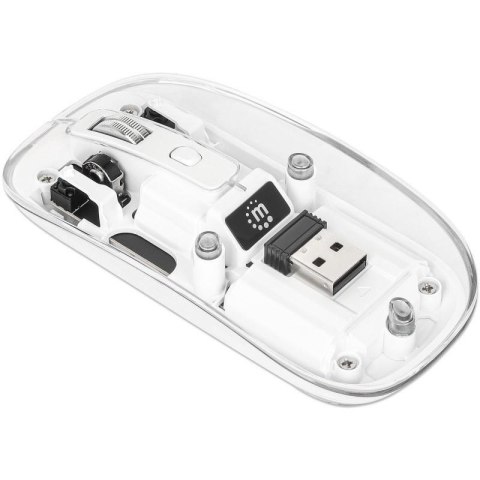 Mysz bezprzewodowa Manhattan 2.4GHz RF USB 1600dpi przezroczysta Mysz bezprzewodowa Manhattan 2.4GHz RF USB 1600dpi przezroczysta