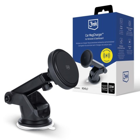Uchwyt samochodowy z ładowarką indukcyjną 3mk Car MagCharger for Window & Dashboard Uchwyt samochodowy z ładowarką indukcyjną 3mk Car MagCharger for Window & Dashboard