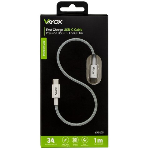 Kabel USB-C dwie końcówki USB-C 65W 3A 1m premium Kabel USB-C dwie końcówki USB-C 65W 3A 1m premium