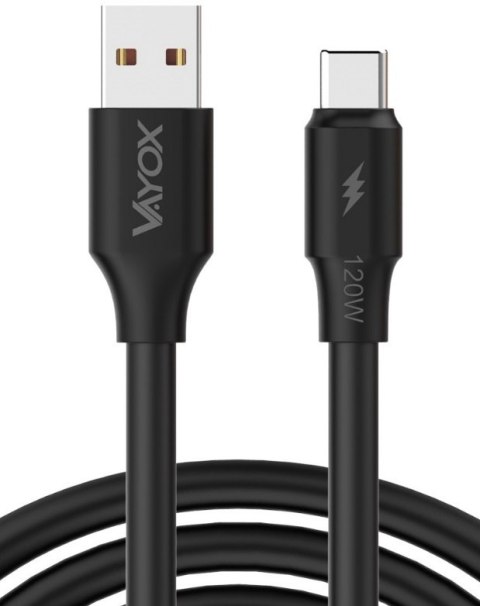 Kabel USB-USB-C dwie końcówki 120W 3A 1m czarny Kabel USB-USB-C dwie końcówki 120W 3A 1m czarny