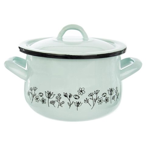 Garnek emaliowany kwiaty 16 cm pokrywa gaz indukcja Garnek emaliowany kwiaty 16 cm pokrywa gaz indukcja