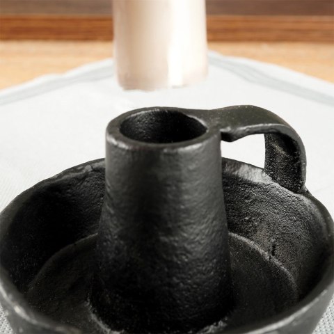 Świecznik na długą świeczkę aluminiowy czarny 10x6 cm Świecznik na długą świeczkę aluminiowy czarny 10x6 cm