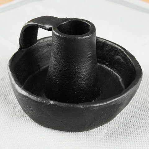 Świecznik na długą świeczkę aluminiowy czarny 10x6 cm Świecznik na długą świeczkę aluminiowy czarny 10x6 cm